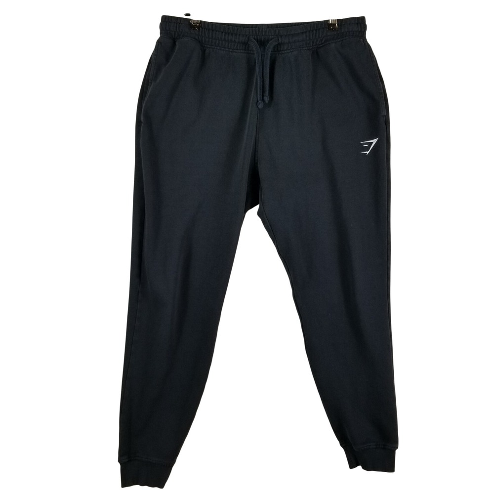 Gymshark Crest Joggers Mens XL Black Tapered Fleece Sweatpants‎ A2A4H